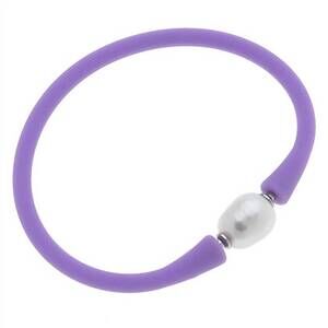 NEW CANVAS STYLE women's bali freshwater pearl silicone bracelet in lavender